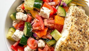 halibut with greek salad