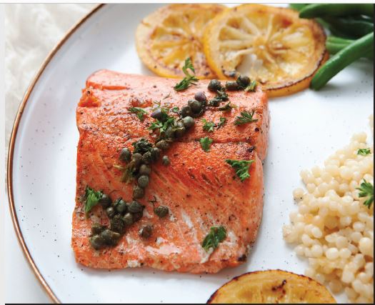 Sockeye salmon with capers