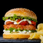 Wild Salmon Burger with Fire Roasted Tomato